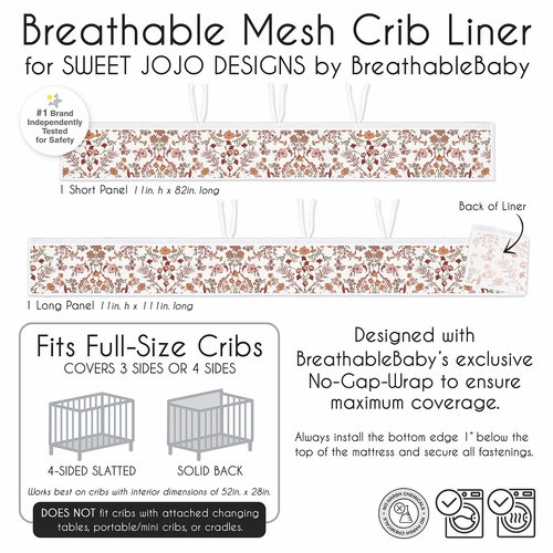 Boho Floral Wildflower Rust Orange and Ivory Collection Sweet Jojo Designs + BreathableBaby Breathable Mesh Crib Liner - alt image 5