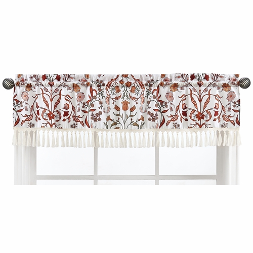 Boho Floral Wildflower Rust Orange and Ivory Collection Window Valance