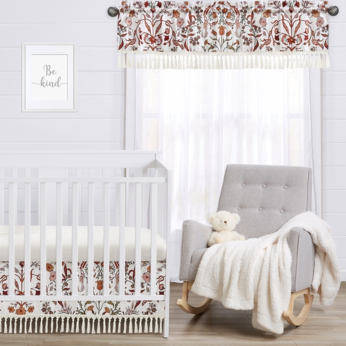 Boho Floral Wildflower Rust Orange and Ivory Collection Window Valance - alt image 2