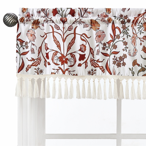 Boho Floral Wildflower Rust Orange and Ivory Collection Window Valance - alt image 3