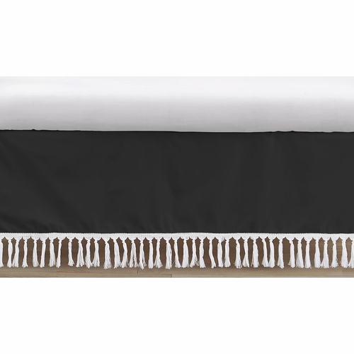 Boho Fringe Black and White Collection Crib Bed Skirt