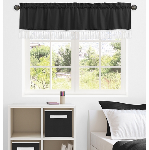 Boho Fringe Black and White Collection Window Valance - alt image 1