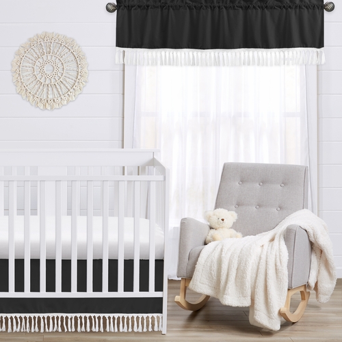 Boho Fringe Black and White Collection Window Valance - alt image 2