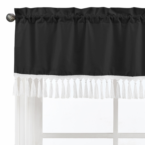 Boho Fringe Black and White Collection Window Valance - alt image 3