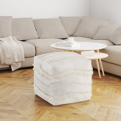 Boho Fringe Collection Ottoman Pouf Cover - alt image 2