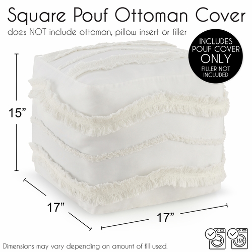 Boho Fringe Collection Ottoman Pouf Cover - alt image 4
