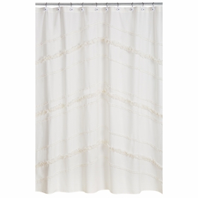 Boho Fringe Collection Shower Curtain - Tufted Ivory