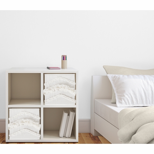 Boho Fringe Collection Tufted Foldable Fabric Storage Bins - alt image 1