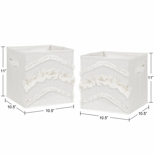 Boho Fringe Collection Tufted Foldable Fabric Storage Bins - alt image 2