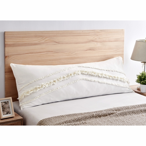 Boho Fringe Collection Tufted Ivory Full Length Body Pillow Cover
