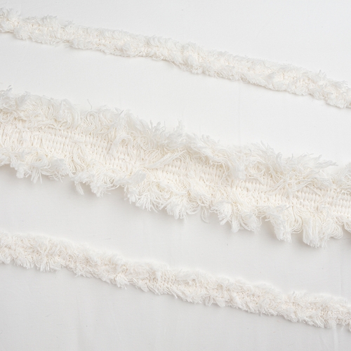 Boho Fringe Collection Tufted Ivory Full Length Body Pillow Cover - alt image 2