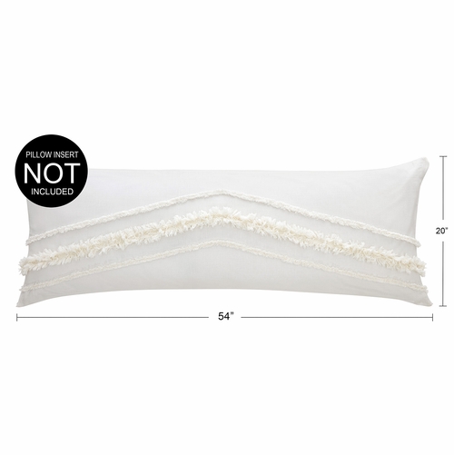 Boho Fringe Collection Tufted Ivory Full Length Body Pillow Cover - alt image 3