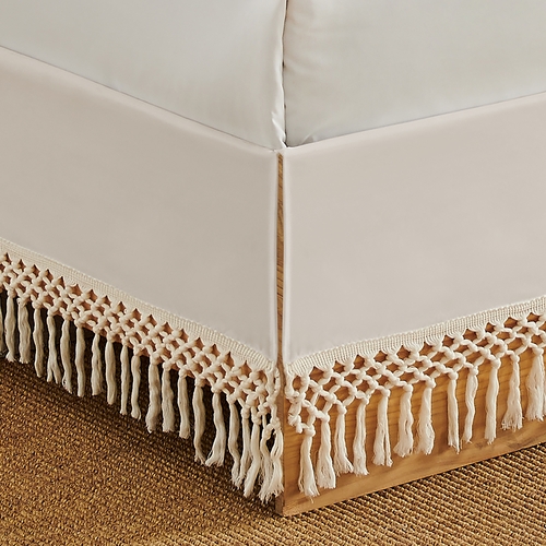 Boho Fringe Collection Tufted Tassel Queen Bed Skirt - alt image 1