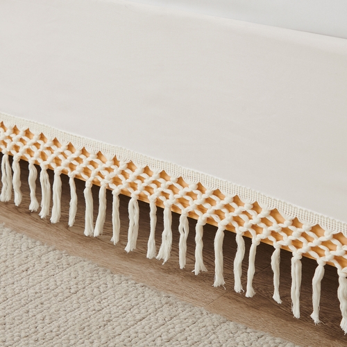 Boho Fringe Collection Tufted Tassel Queen Bed Skirt - alt image 3