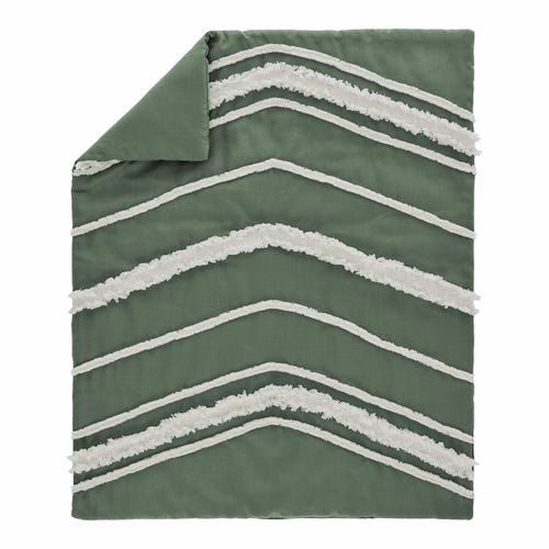 Boho Fringe Dark Green and Ivory Collection 4 Piece Crib Bedding - alt image 2