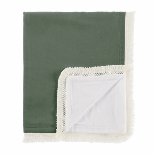 Boho Fringe Dark Green and Ivory Collection Baby Blanket