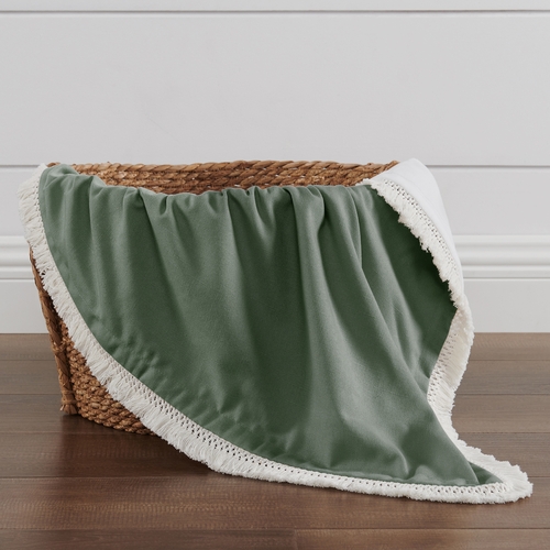 Boho Fringe Dark Green and Ivory Collection Baby Blanket - alt image 2