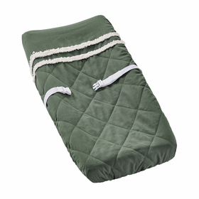 Boho Fringe Dark Green and Ivory Collection Changing Pad Cover