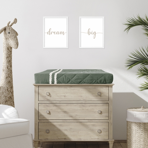 Boho Fringe Dark Green and Ivory Collection Changing Pad Cover - alt image 1