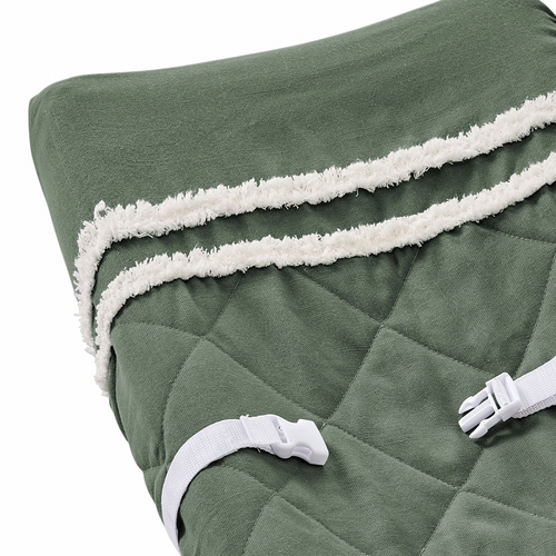 Boho Fringe Dark Green and Ivory Collection Changing Pad Cover - alt image 3