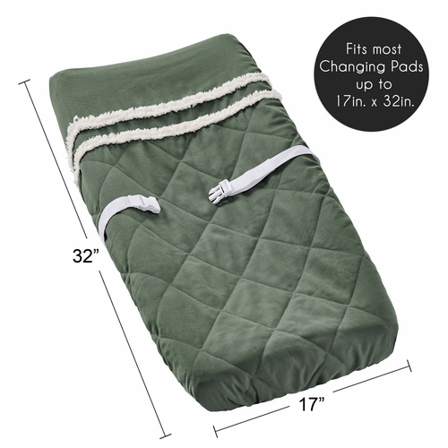 Boho Fringe Dark Green and Ivory Collection Changing Pad Cover - alt image 4