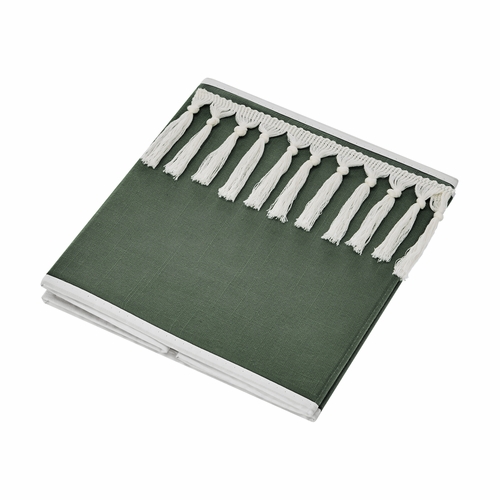 Boho Fringe Dark Green and Ivory Collection Fabric Toy Bin Storage - alt image 3