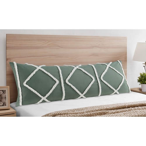 Boho Fringe Dark Green and Ivory Collection Full Length Body Pillow Cover