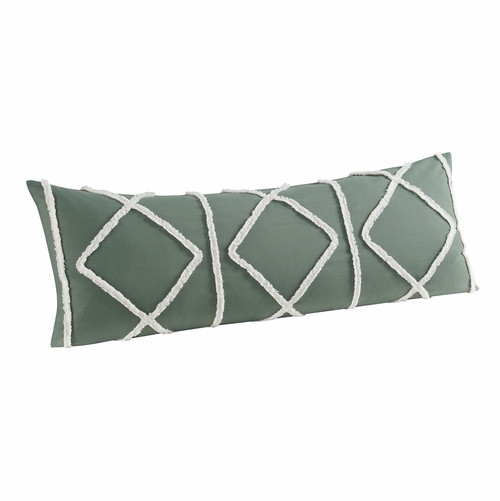 Boho Fringe Dark Green and Ivory Collection Full Length Body Pillow Cover - alt image 1