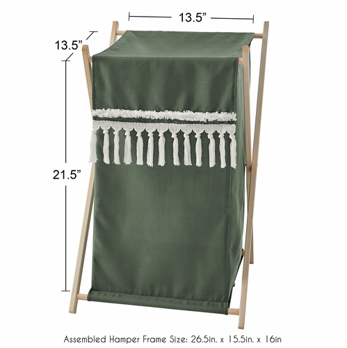 Boho Fringe Dark Green and Ivory Collection Hamper - alt image 3