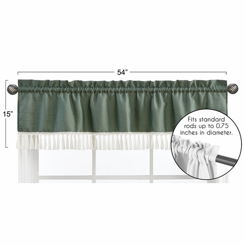 Boho Fringe Dark Green and Ivory Collection Window Valance - alt image 4