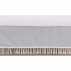 Boho Fringe Grey and White Collection Crib Bed Skirt
