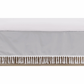 Boho Fringe Grey and White Collection Crib Bed Skirt
