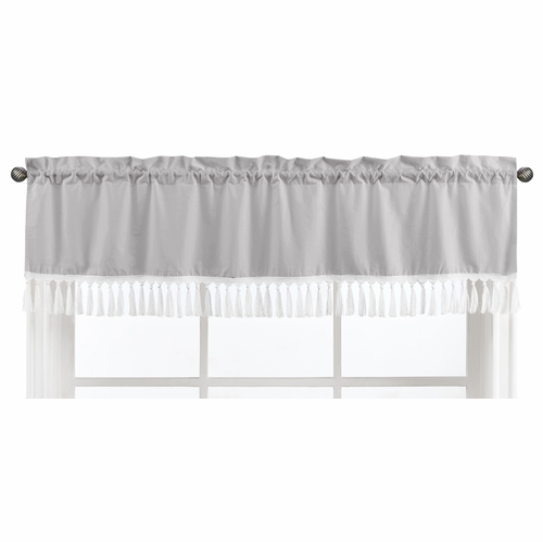 Boho Fringe Grey and White Collection Window Valance