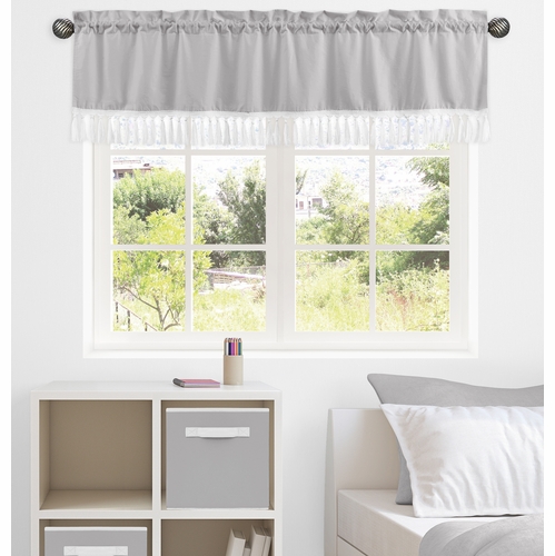 Boho Fringe Grey and White Collection Window Valance - alt image 1