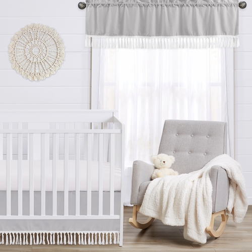 Boho Fringe Grey and White Collection Window Valance - alt image 2