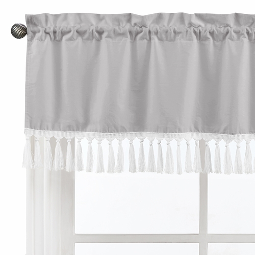Boho Fringe Grey and White Collection Window Valance - alt image 3