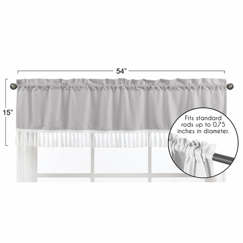 Boho Fringe Grey and White Collection Window Valance - alt image 4