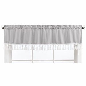 Boho Fringe Grey and White Collection Window Valance
