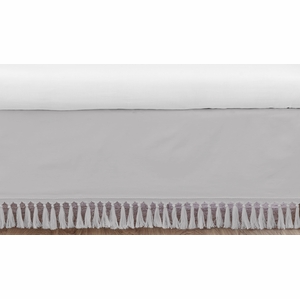 Boho Fringe Grey Collection Crib Bed Skirt