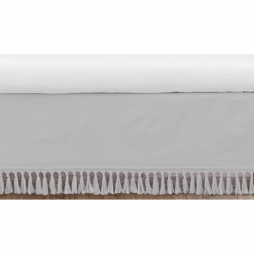 Boho Fringe Grey Collection Crib Bed Skirt