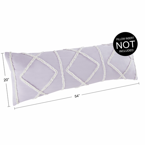 Boho Fringe Lavender Purple and Ivory Collection Full Length Body Pillow Cover - alt image 2