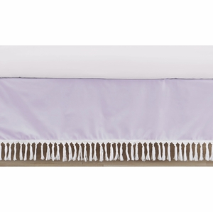 Boho Fringe Lavender Purple and White Collection Crib Bed Skirt