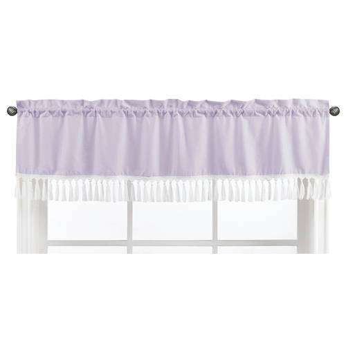 Boho Fringe Lavender Purple and White Collection Window Valance