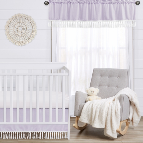 Boho Fringe Lavender Purple and White Collection Window Valance - alt image 2