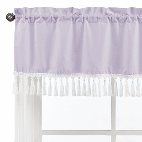 Boho Fringe Lavender Purple and White Collection Window Valance - alt image 3