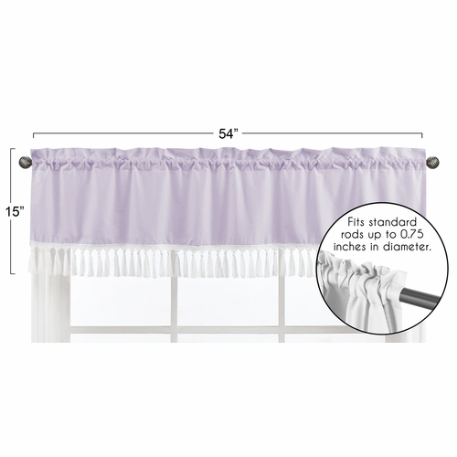 Boho Fringe Lavender Purple and White Collection Window Valance - alt image 4
