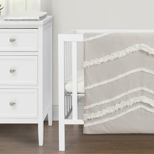 Boho Fringe Linen Collection 3 Piece Mini Crib Bedding Set