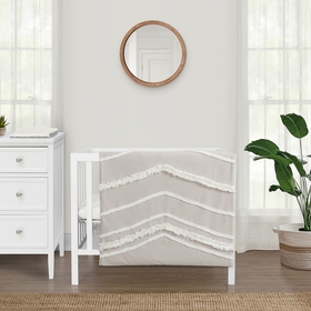 Boho Fringe Linen Collection 3 Piece Mini Crib Bedding Set
