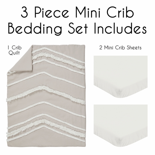 Boho Fringe Linen Collection 3 Piece Mini Crib Bedding Set - alt image 1