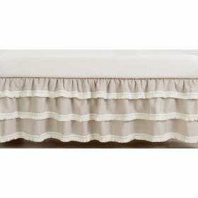 Boho Fringe Linen Collection 3 Tiered Crib Bed Skirt